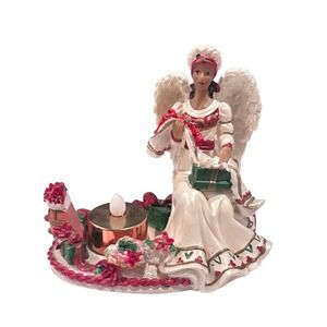 Kmart Christmas Angel Figurine LED Tea Light White Red Excellent Holiday Decor